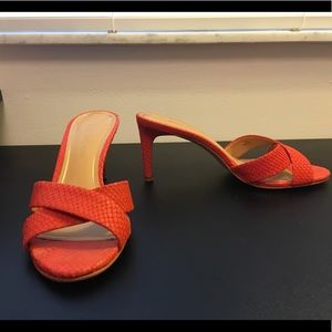 Enzo Angiolini Orange/Coral Snake Skin Heels